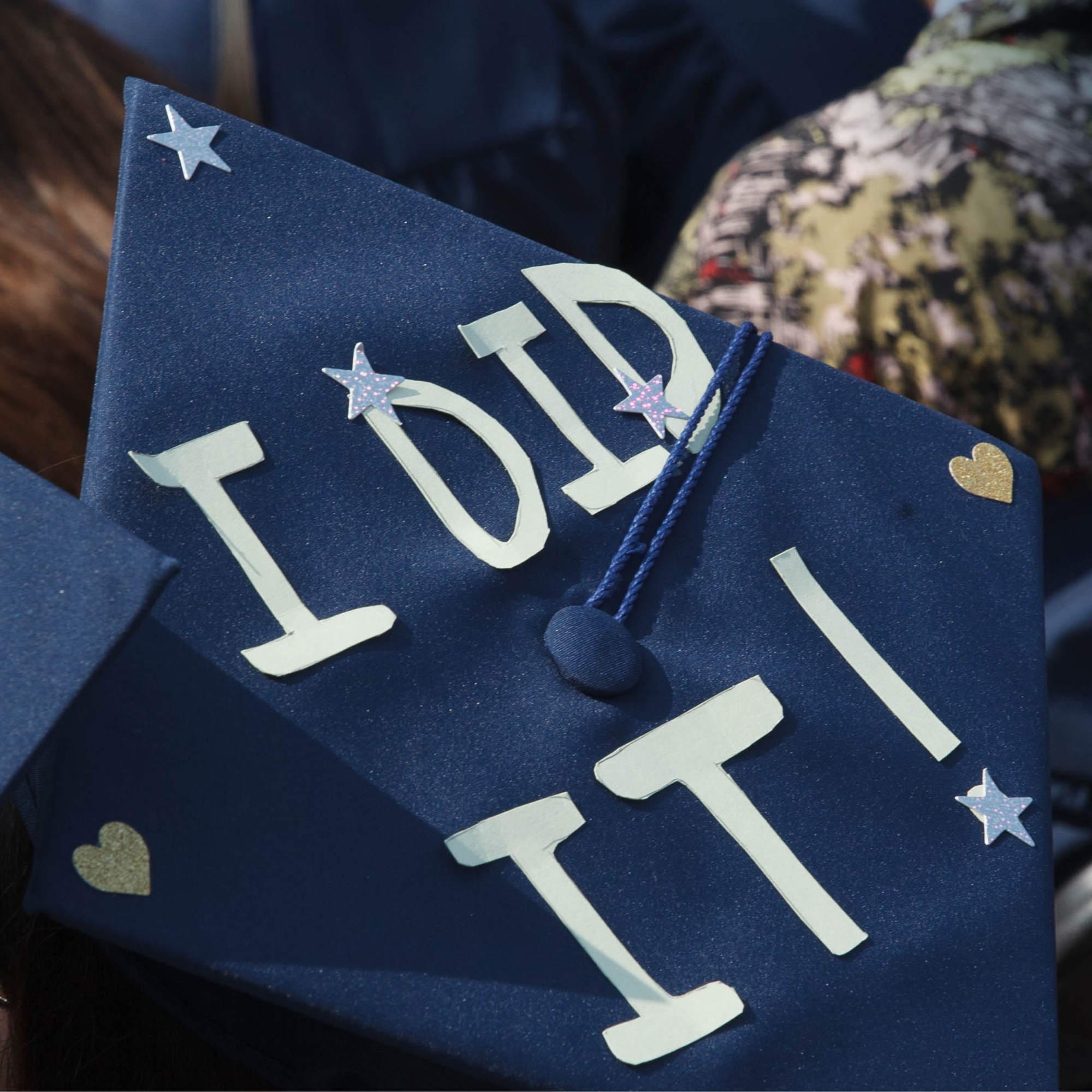 I did it with commencement cap