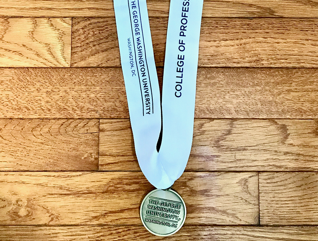 The George Washington University Medal with logo on medallion and on the part that hangs around your neck